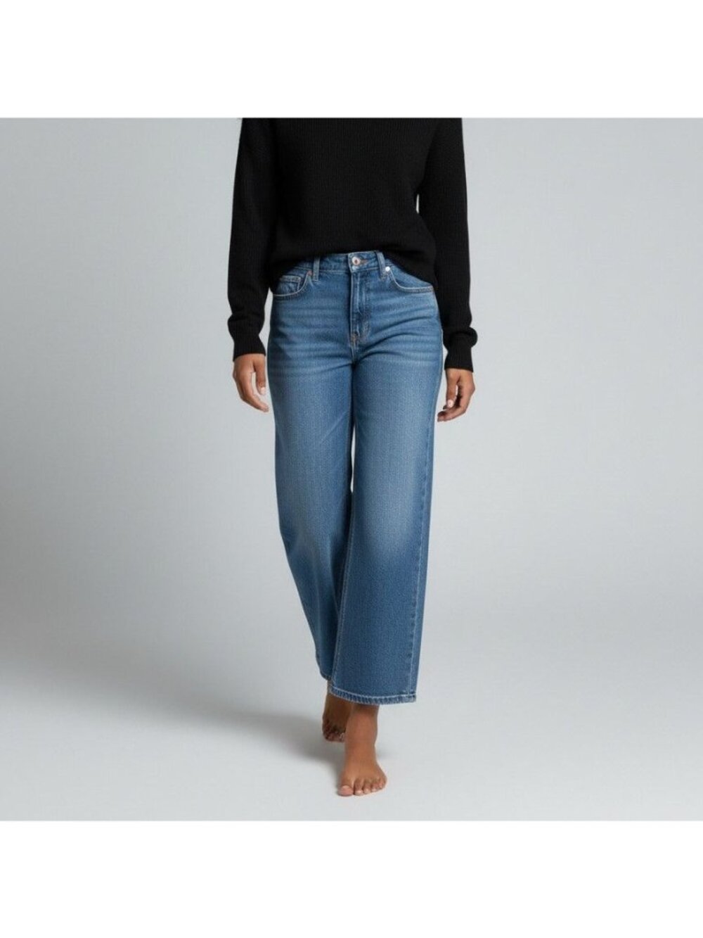 J.Crew Classic Wide Leg Jeans Size 26 Blue High Rise Stretch Denim Medium Wash